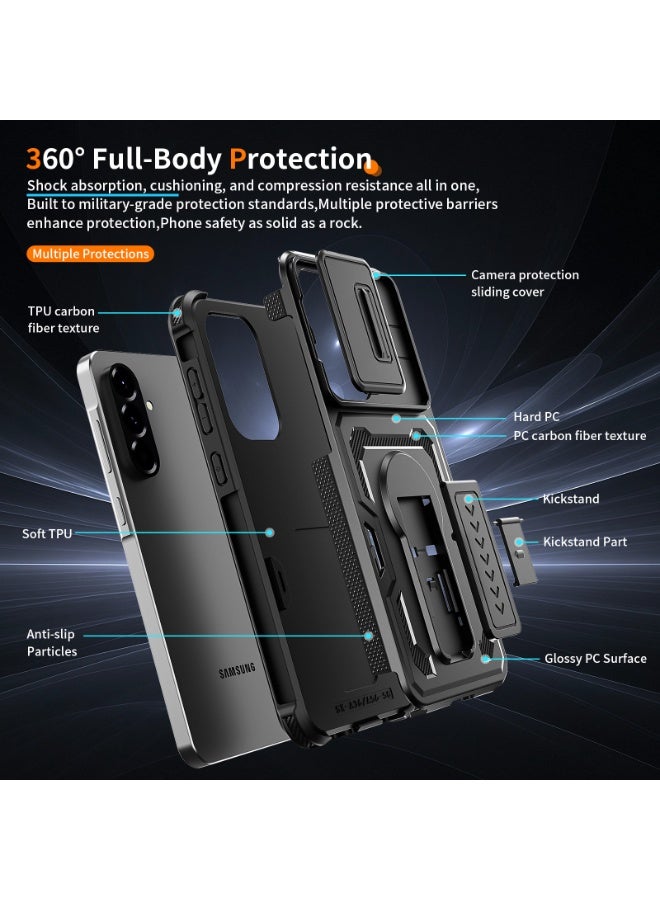 Case Cover Shock resistant  Kickstand CamShield TPU + PC Compatible with  Samsung Galaxy A56 / A36 (Black) - Image 2