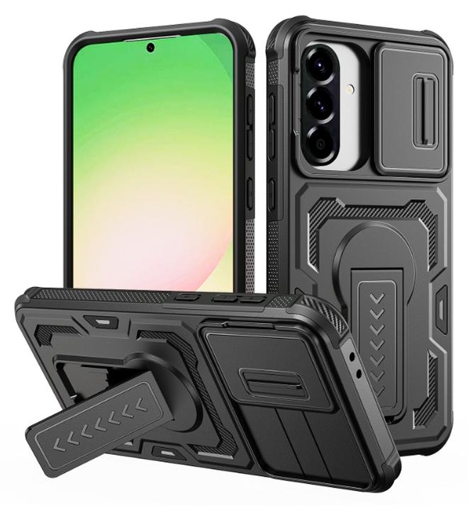 Case Cover Shock resistant  Kickstand CamShield TPU + PC Compatible with  Samsung Galaxy A56 / A36 (Black) - Image 1