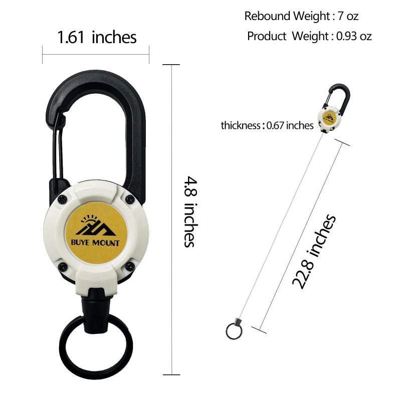 Yojaro Retractable Keychain Heavy Duty 2Pack, Multitool Carabiner Badge Holder, Retractable Keychain Clip Id Holder, Upgraded 58cm Stainless Steel Cord White - Image 3