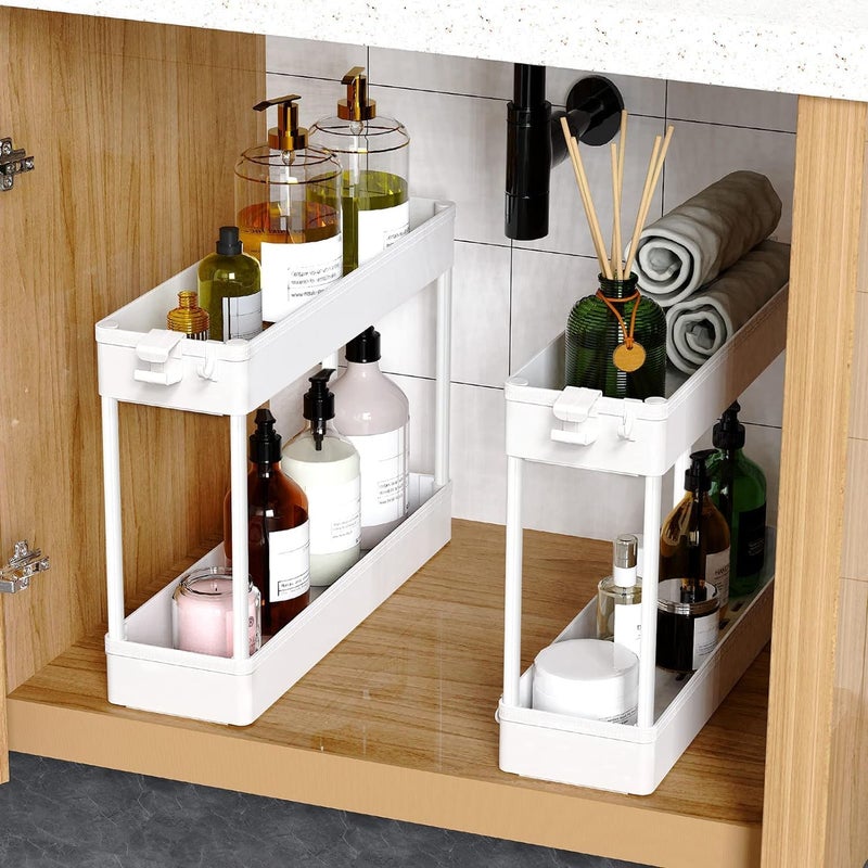 TMOHRA 4 Tier Slim Rolling Storage Cart Organizer Mobile Shelving Unit Utility Cart Tower Rack Multi-Functional Storage Trolley with Wheels for Kitchen Bathroom Laundry Narrow Places (White) - Image 2