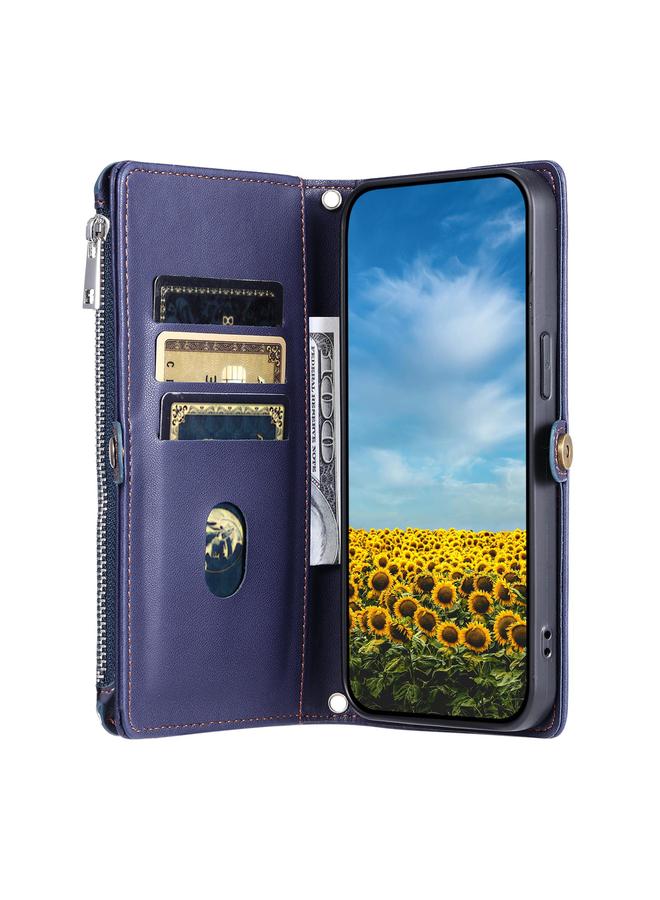 اس-توب جراب لهاتف Motorola Moto G15 مصنوع من الجلد مع سحاب وفتحات متعددة للبطاقات - Image 4