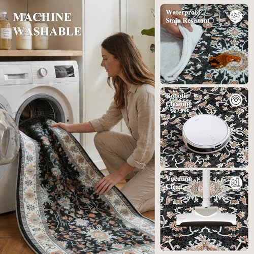 TOPRUUG Washable Runner Rug 2x6 - Hallway Runner Rug Non-Slip Kitchen Rugs Non Skid Stain Resistant Waterproof Carpet Low Pile Durable Soft Mat for Living Room Bedroom Bathroom (Black, 2X6) - Image 5