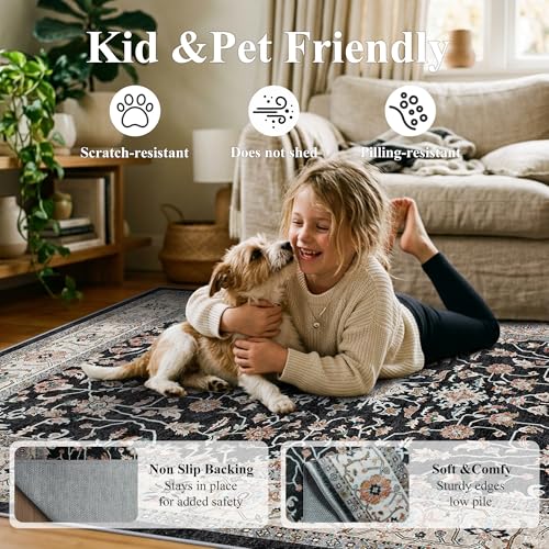 TOPRUUG Washable Runner Rug 2x6 - Hallway Runner Rug Non-Slip Kitchen Rugs Non Skid Stain Resistant Waterproof Carpet Low Pile Durable Soft Mat for Living Room Bedroom Bathroom (Black, 2X6) - Image 4