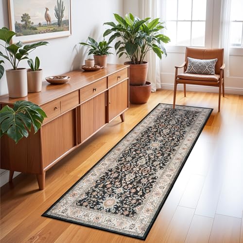 TOPRUUG Washable Runner Rug 2x6 - Hallway Runner Rug Non-Slip Kitchen Rugs Non Skid Stain Resistant Waterproof Carpet Low Pile Durable Soft Mat for Living Room Bedroom Bathroom (Black, 2X6) - Image 3