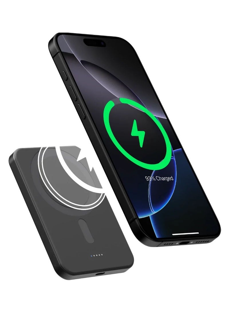 PITAKA Pitaka Aramid Fiber Magnetic Power Bank – Qi2 Certified, 15W Wireless Fast Charging, 5000mAh, Compact, Lightweight & Strong Magnetic Attachment for Phone Luminous Edition Night Glow - Alien  - Image 4