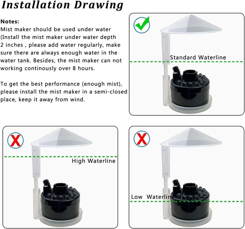 PULACO Mist Maker, Indoor Fountain Mister Foggers, Small Pond Fog Machine Atomizer Air Humidifier Perfect for Water Feature, Halloween - Image 4
