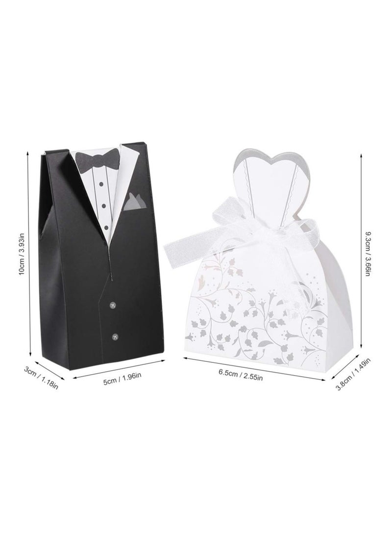 50 Pairs Elegant Wedding Favour Boxes with Ribbons Suitable for Candy Gifts for Bride and Groom - Image 3