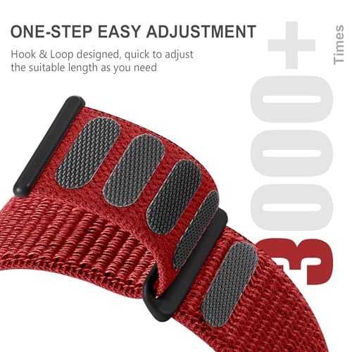 Getino Sport Loop Band Compatible with Apple Watch Bands for Women Men 38mm 40mm 41mm 42mm 44mm 45mm 46mm 49mm, Soft Braided Stretchy Nylon Strap for iWatch Series 11 10 9 8 7 6 5 4 3 SE Ultra 2 1 Red - Image 2