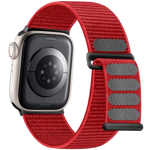 Getino Sport Loop Band Compatible with Apple Watch Bands for Women Men 38mm 40mm 41mm 42mm 44mm 45mm 46mm 49mm, Soft Braided Stretchy Nylon Strap for iWatch Series 11 10 9 8 7 6 5 4 3 SE Ultra 2 1 Red - Image 1