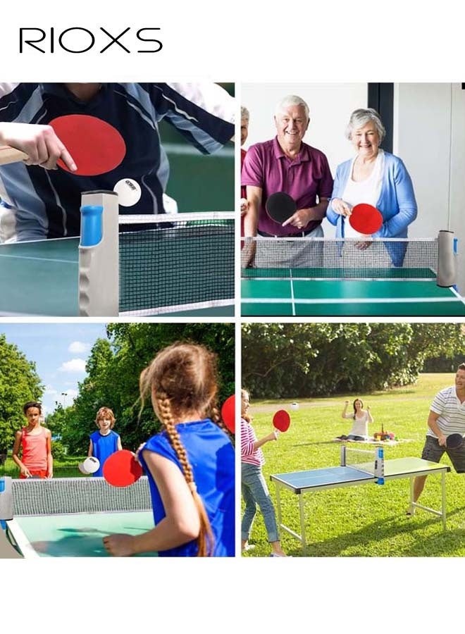 RIOXS Table Tennis Sets, Complete Racket Sports Set - Two High Performance Bats, Stretchable Portable Net, Storage Bag And Three Table Tennis Balls, All-in-One Retractable Ping Pong Net Set, Portable Ping Pong Paddles Set For Indoor/Outdoor Use, Family Fun Games-Grey Table Tennis Sets - Image 5