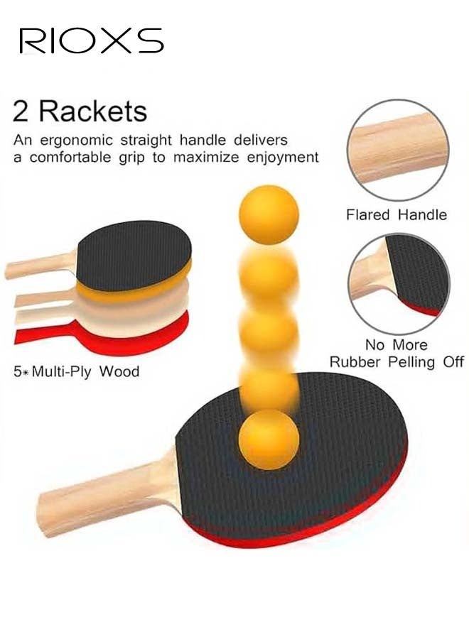 RIOXS Table Tennis Sets, Complete Racket Sports Set - Two High Performance Bats, Stretchable Portable Net, Storage Bag And Three Table Tennis Balls, All-in-One Retractable Ping Pong Net Set, Portable Ping Pong Paddles Set For Indoor/Outdoor Use, Family Fun Games-Grey Table Tennis Sets - Image 4
