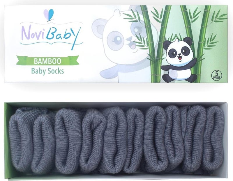 Novibaby 5-Piece Bamboo Newborn Baby Socks I Cloud I 0-6 Months  - Image 1
