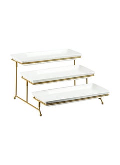 AKDC AKDC Large Tiered Serving Stand with Platters 3 Tier Serving Stand Serving Tray for Dessert Server Display Collapsible Sturdier Metal Rack  - Image 1