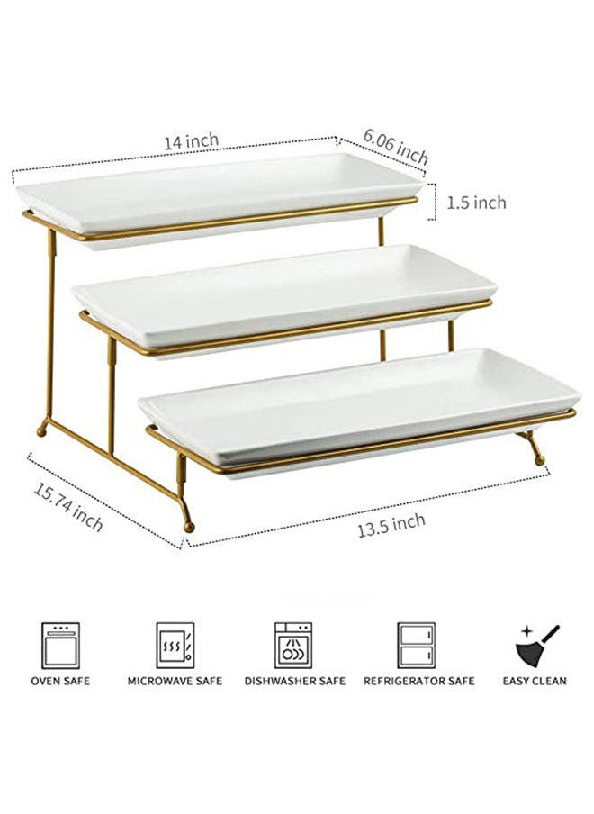 AKDC - AKDC Large Tiered Serving Stand with Platters 3 Tier Serving Stand Serving Tray for Dessert Server Display Collapsible Sturdier Metal Rack - Image 1