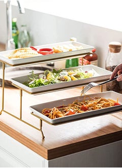 AKDC AKDC Large Tiered Serving Stand with Platters 3 Tier Serving Stand Serving Tray for Dessert Server Display Collapsible Sturdier Metal Rack  - Image 4