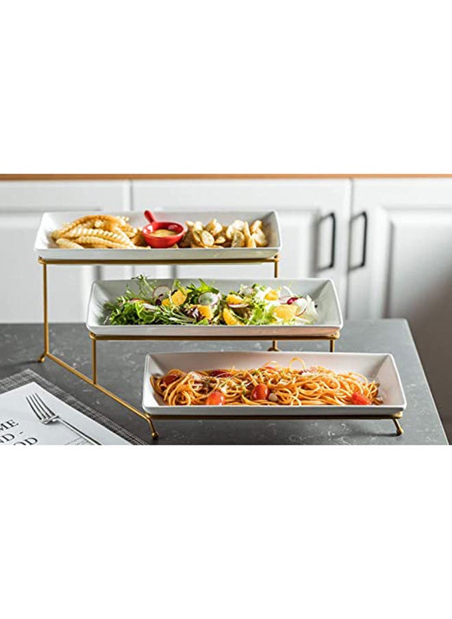 AKDC - AKDC Large Tiered Serving Stand with Platters 3 Tier Serving Stand Serving Tray for Dessert Server Display Collapsible Sturdier Metal Rack - Image 1