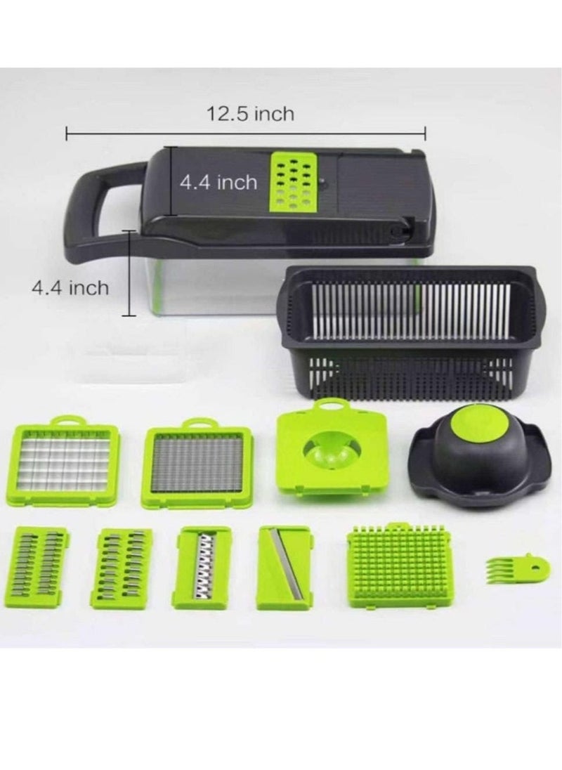Raxoom Vegetable Chopper Food Chopper Slicer Veggie Chopper Grater Multifunction with Handle Multi Blade Kitchen Food Vegetable Chopper Cutter with Container Drain Basket for Fruit Onion Potato - Image 2