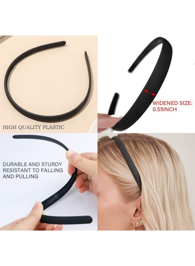 LAPOHI 8 قطع من أشرطة الرأس البلاستيكية الأنيقة سهلة الاستخدام مع مشط أسنان، أشرطة رأس رفيعة سوداء، لا تنزلق، لنساء ورجال وفتيات مراهقات (أسود 8) - Image 3