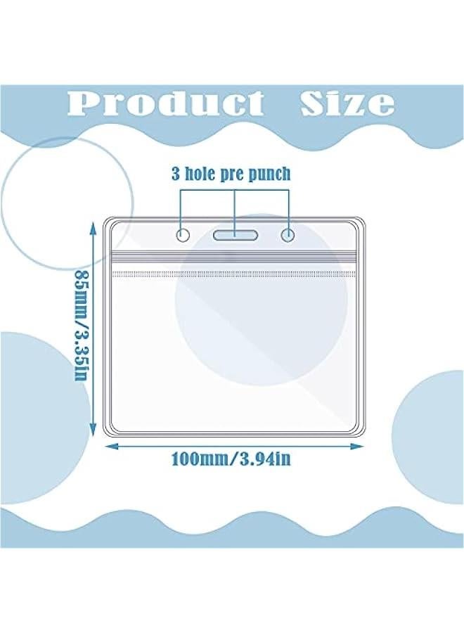 Arabest 150 Pcs ID Card Name Badge Holders Plastic Horizontal Clear Badge Sleeves Transparent PVC ID Card Holders Pouch Office Travel Waterproof(3.35 x 3.94 Inch)  - Image 2