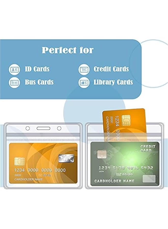 Arabest 150 Pcs ID Card Name Badge Holders Plastic Horizontal Clear Badge Sleeves Transparent PVC ID Card Holders Pouch Office Travel Waterproof(3.35 x 3.94 Inch)  - Image 5