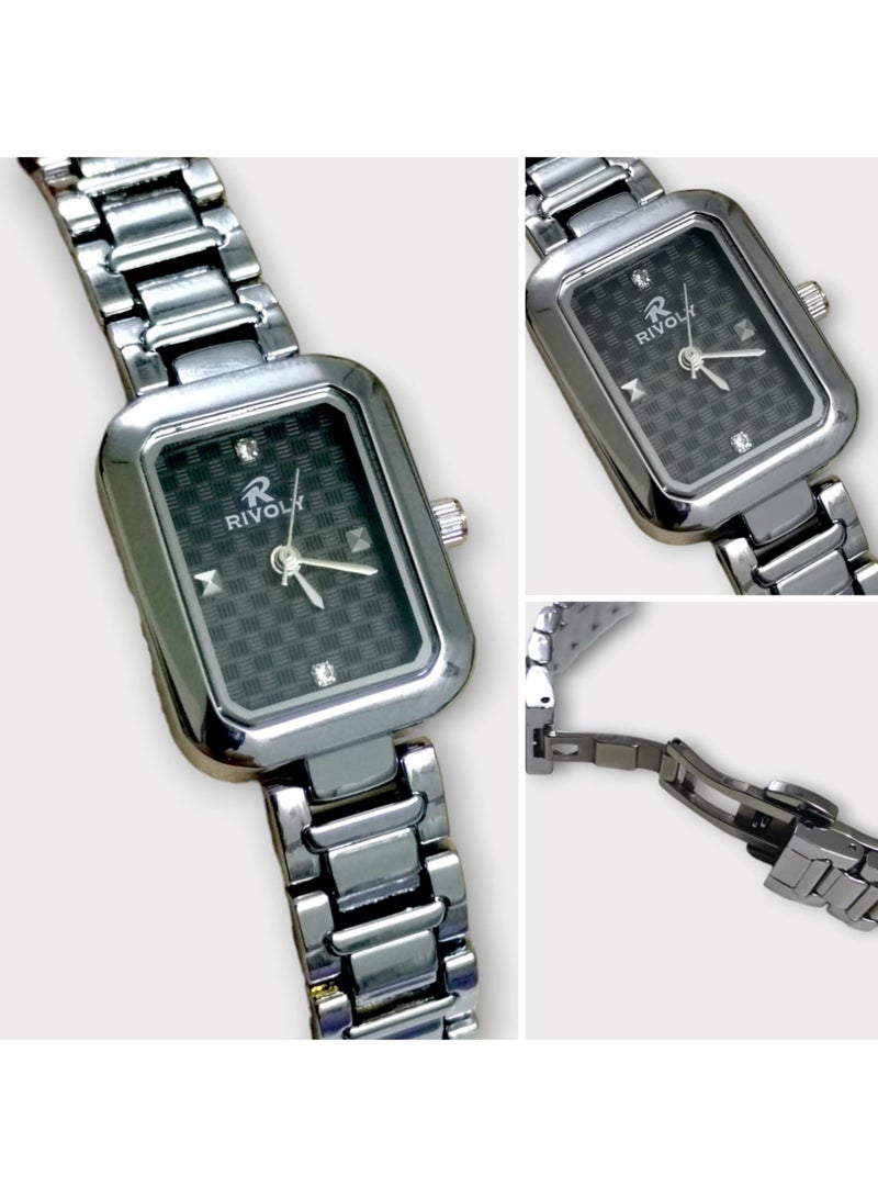 Rivoly Elegant women's stainless-steel set consisting of a waterproof watch with a set of bracelets, rings, necklaces, and earrings - Image 3