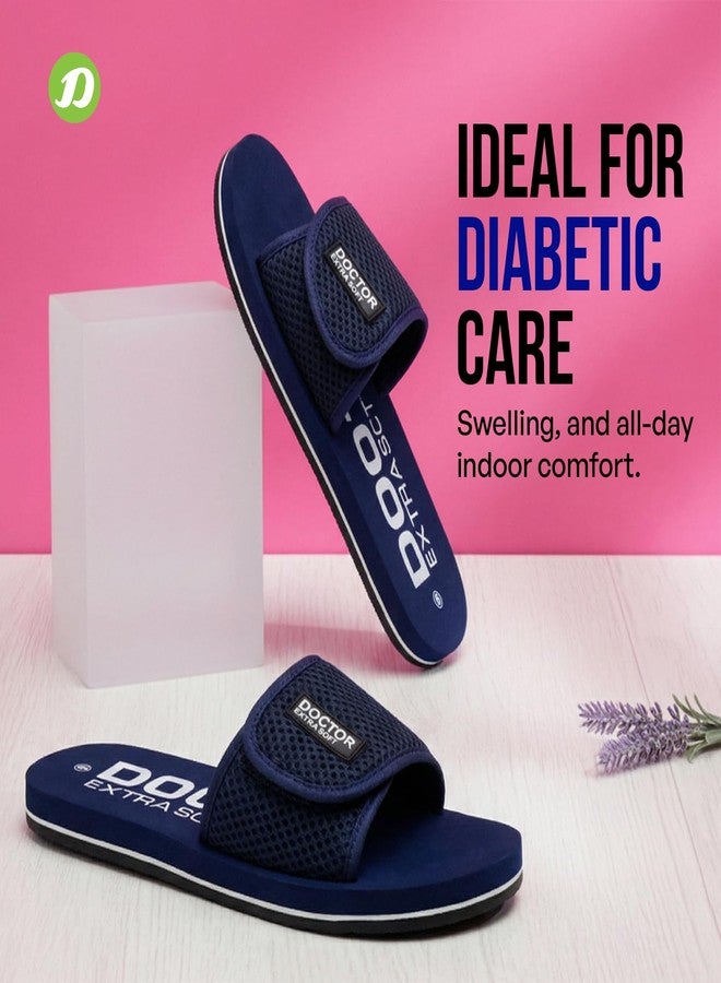DOCTOR EXTRA SOFT شباشب دكتور إكسترا سوفت النسائية الطبية والنسائية لمرضى السكري، مزودة بحزام قابل للتعديل لتوفير الراحة، مناسبة للنساء والفتيات، OR-D-17-WOMEN-CUP-NAVY-9UK - Image 4