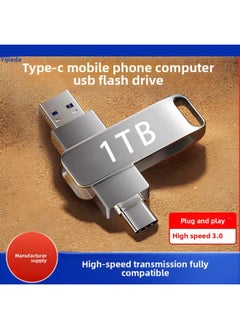 Generic Mobile Phone U Disk Type-c Dual-head 3.1 High-speed Computer Dual-purpose Memory Expansion 256g1TB Large Capacity 64G-Color:Black Usb3.1+type-c-Capacity:1TB  - Image 2