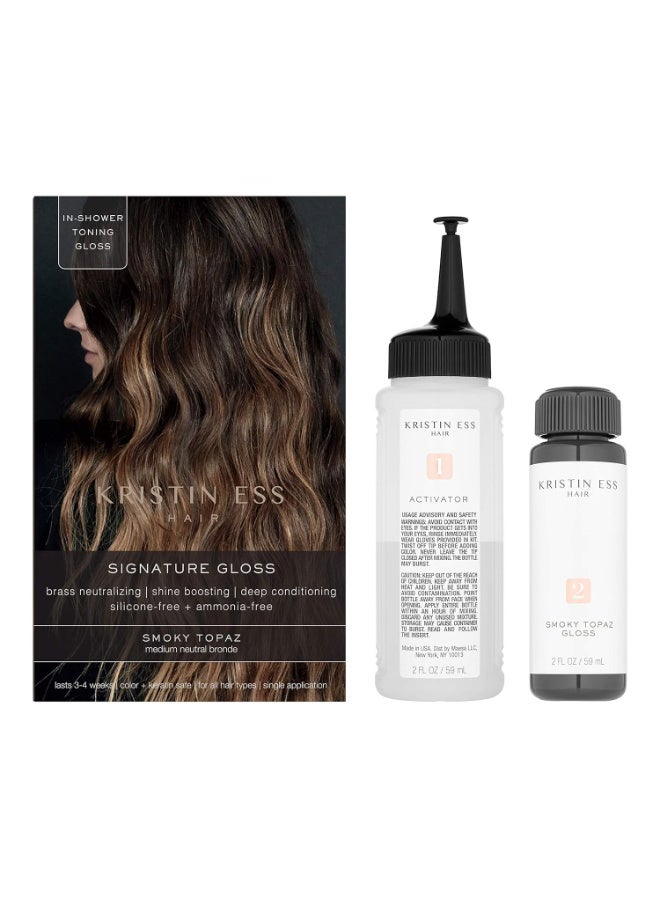 Kristin Ess Kristin Ess Medium-to-Dark Blonde Hair Dye Gloss Treatment in Smokey Topaz - 4 Wk Semi Permanent Hair Dye Glaze for Vibrant Brown Blonde Color + Shine - Conditioning Gloss Toner for Women - Vegan  - Image 1