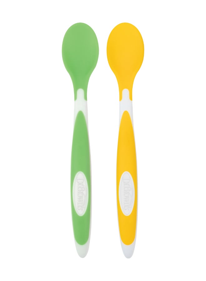 Dr. Brown’s Soft-Tip Spoon, Pack Of 2 - Yellow/Green - Image 1