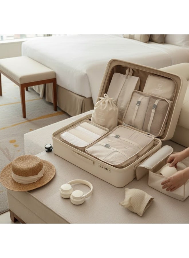 مجموعة مكعبات تعبئة السفر مكونة من 7 قطع - منظمات أمتعة متينة مزودة بسحابات شديدة التحمل للملابس والأحذية وأدوات النظافة الشخصية والأغراض الأساسية - حقائب تخزين سفر متعددة الأحجام للحقائب المنزلية والنادي الرياضي ورحلات العمل - هدية مثالية للرجال والنساء - Image 2