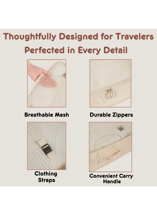 مجموعة مكعبات تعبئة السفر مكونة من 7 قطع - منظمات أمتعة متينة مزودة بسحابات شديدة التحمل للملابس والأحذية وأدوات النظافة الشخصية والأغراض الأساسية - حقائب تخزين سفر متعددة الأحجام للحقائب المنزلية والنادي الرياضي ورحلات العمل - هدية مثالية للرجال والنساء - Image 4