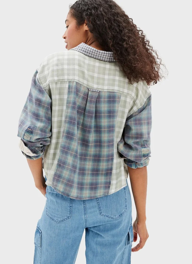 American Eagle Checked Pocket Contrast Shirts