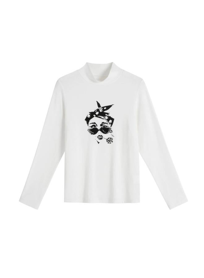 Women's Portrait Printing Micro Turtleneck Thickened Knitted Bottoming Shirt 62250 [special Offer No Refund Or Exchange]]