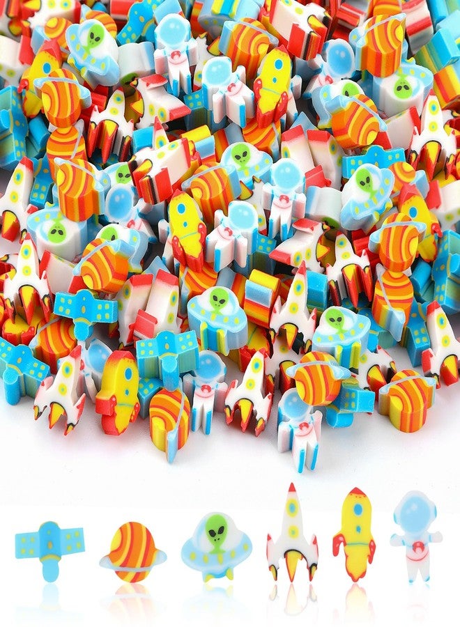 JUNEBRUSHS Space Mini Erasers, 150Pcs Mini Erasers for Kids Bulk Novelty Cute Pencil Erasers for Student Classroom Prizes Homework Rewards Gifts Party Supplies - Image 1