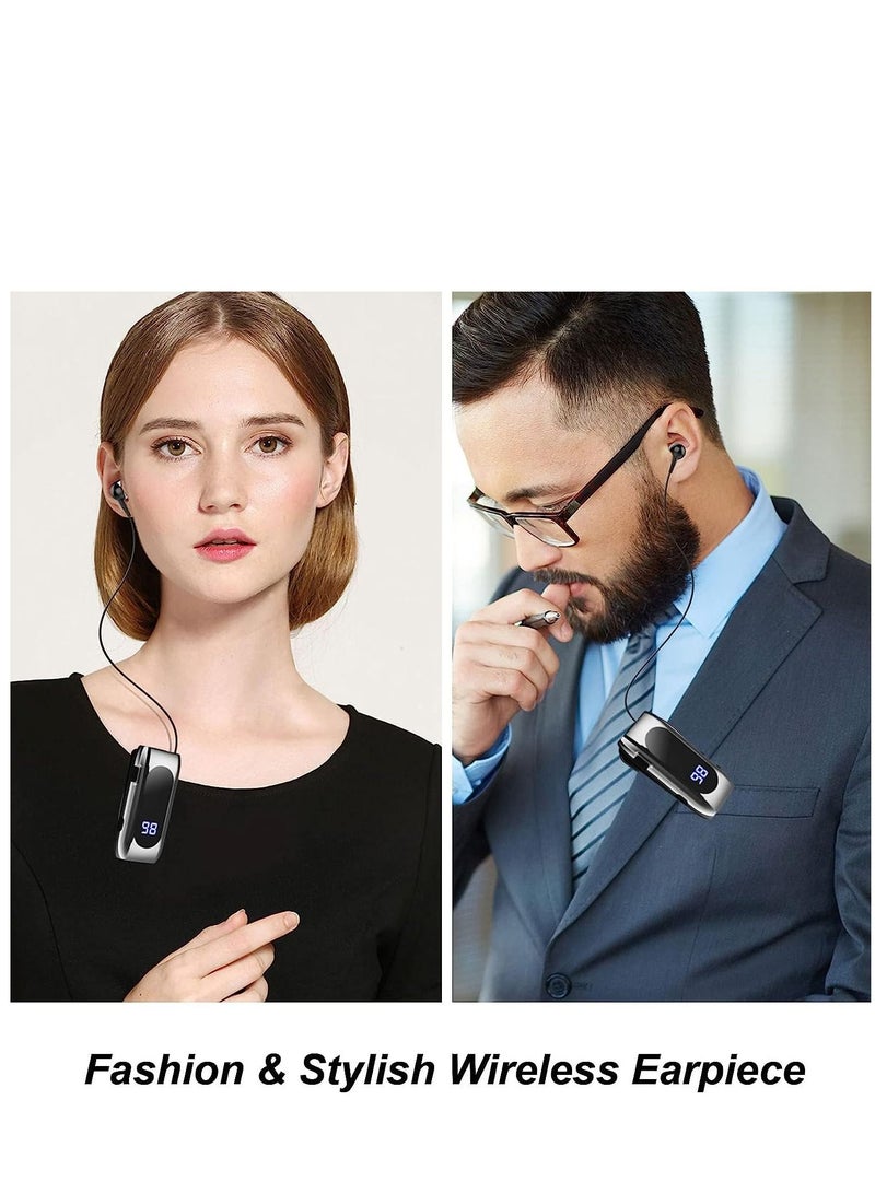 SYOSI Retractable Bluetooth Headphones Collar Clip Bluetooth Headsets Wireless Earphone Display Quick Charger Handsfree Earbuds v5.2 with Microphone for Cell Phone - Image 3