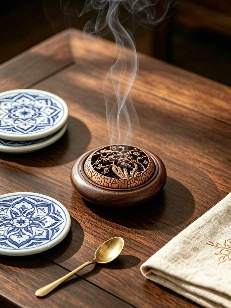 مبخرة خشب الجوز الأمريكي الجنوبي، ناشر عطري داخلي، مع خشب الصندل، ديكور حفل الشاي، هدية عيد ميلاد أو تخرج، تصميم بسيط