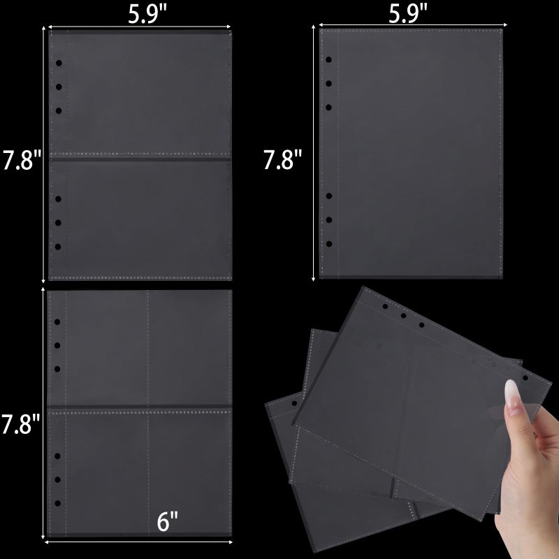acDesign 60 Sheets A5 Binder Pockets, 3 Size One-Sided Card Binder Sleeves for 6 Ring Binde(4 Pocket 2 Pocket 1 Pocket) - Image 2