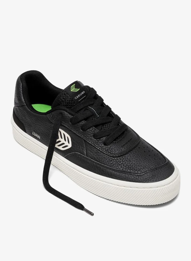 كاريوما LUAN PRO Black Premium Leather Ivory Logo Sneaker