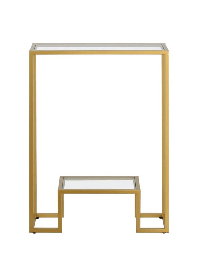 HOME TASTE Modern Glass Console Table with Welded Metal Frame – Pre - Assembled, Narrow Entryway Table for Hallway & Living Room, Gold (55 × 20 × 75 cm) - Image 3