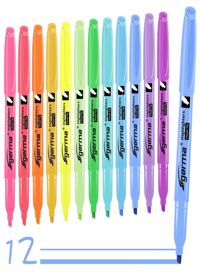 Cgerma Highlighters Assorted Colors Set, 12 Pack, Chisel Tip Bright Colors, Dry Quickly Colored Highlighters for Journaling, Study Notes, School Office Supplies - Image 1