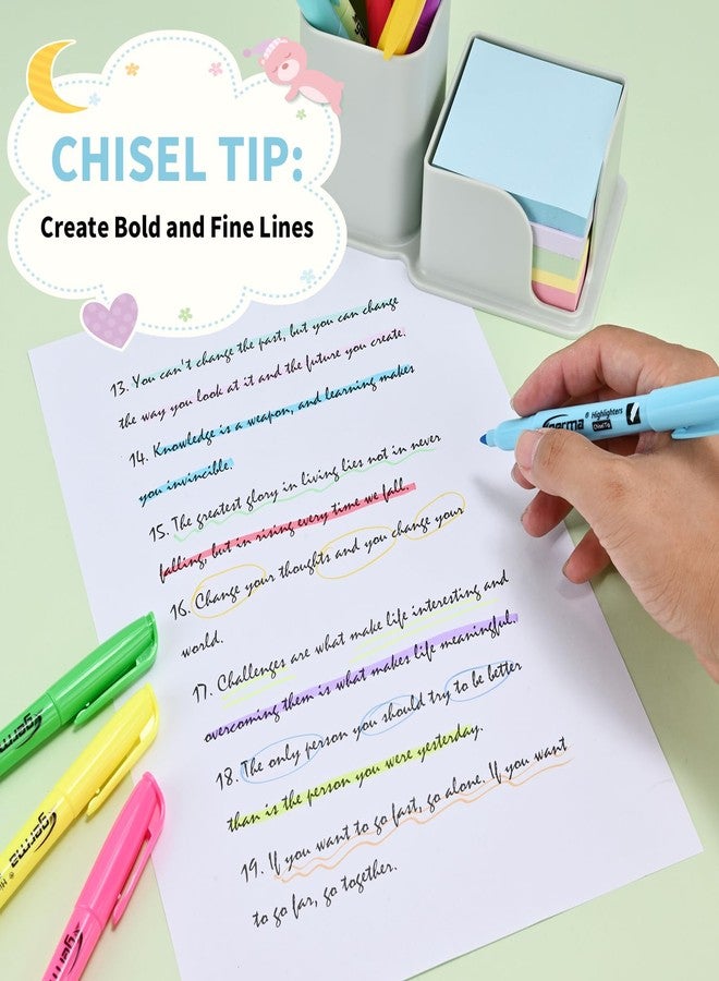 Cgerma Highlighters Assorted Colors Set, 12 Pack, Chisel Tip Bright Colors, Dry Quickly Colored Highlighters for Journaling, Study Notes, School Office Supplies - Image 2