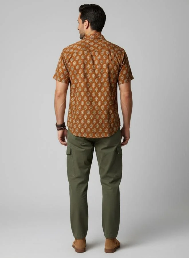 Truloom Mustard Men Classic Graphic Print Casual Shirt for Men | Best Price UAE