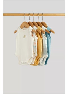 mothercare Dinosaur Sleeveless Bodysuits - 5 Pack  - Image 1