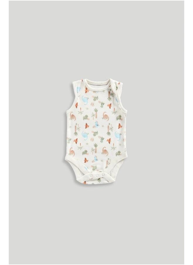 mothercare Dinosaur Sleeveless Bodysuits - 5 Pack  - Image 5