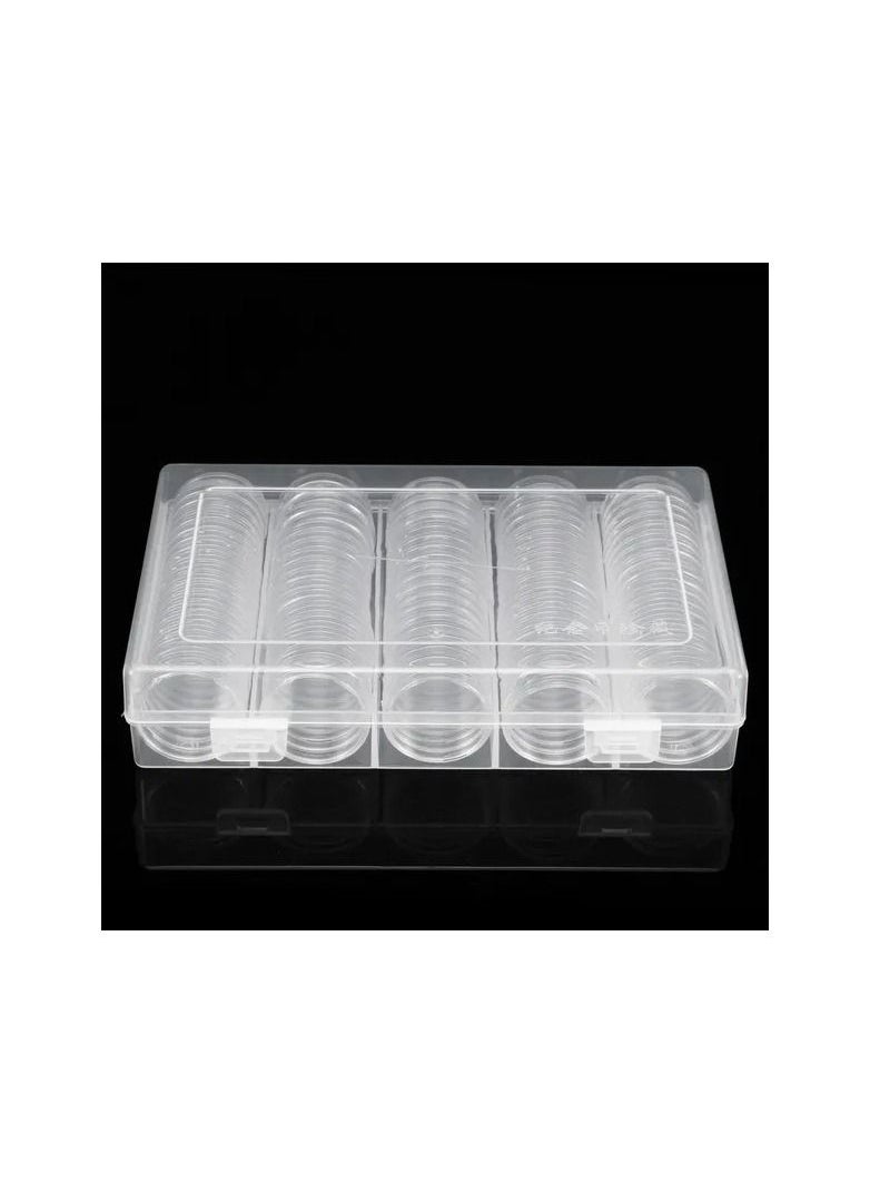 null - 1-Set Plastic Box Coin Collection Holder With Capsules Case,Commemorative Coin Holder Display Cases,Collection 100 Coins Less Than 27MM - Image 1