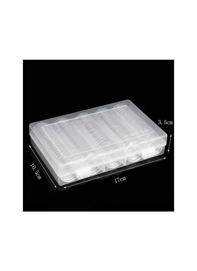 null - 1-Set Plastic Box Coin Collection Holder With Capsules Case,Commemorative Coin Holder Display Cases,Collection 100 Coins Less Than 27MM - Image 1