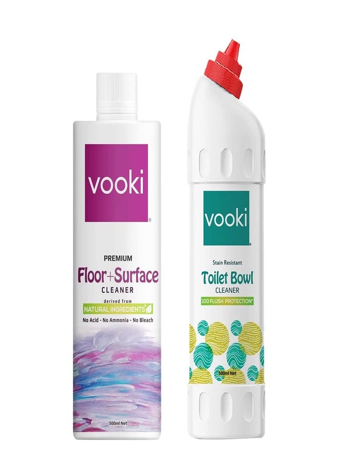 Vooki Ecofriendly Toilet Cleaner liquid and Disinfectant Floor & Surface Cleaner, Home and Commercial Use - 500 Ml Each, (Combo Pack of 2) - Image 1