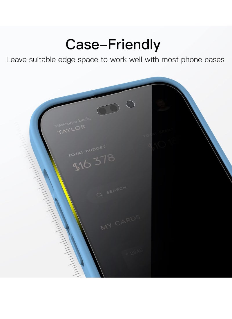 BORTONY 14 Pro Privacy Pack of 2 Full Coverage Screen Protector Anti-Spy Tempered Glass Film Edge to Edge Protection Case Friendly for iPhone 14 Pro 6.1-Inch  - Image 3
