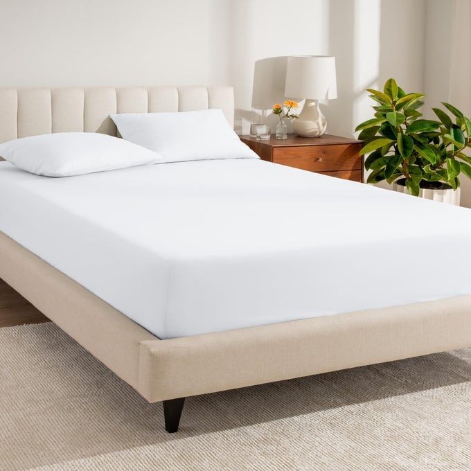 100 ORGANIC COTTON QUEEN FITTED SHEET CRISP PERCALE WEAVE LIGHTWEIGHT BREATHABLE DEEP POCKET FITTED SHEET QUEEN WHITE