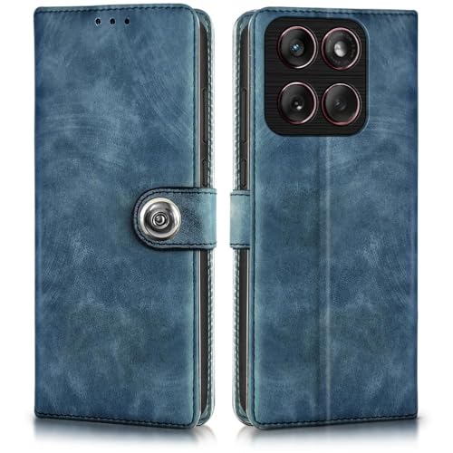 WOW IMAGINE Shock Proof Flip Cover Back Case for Moto Edge 60 Fusion (Magnetic Button Flip Case | Wallet Pockets & Stand | Leather Finish | Aquamarine) - Image 1